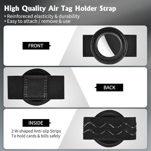 حامل AirTag للمحفظة، حزام حزام محفظة airtag مضاد للفقد، حزام AirTag لبطاقات المحفظة المنبثقة، ملحقات محفظة AirTag (أسود A) in Kuwait