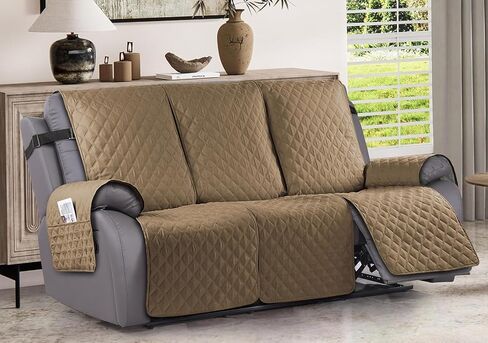 Sofa Cover for 3 Seat Sofa Covers, Recliner Sofa Slipcover Couch Covers for 3 Cushion Couch, Waterproof and Machine wash with Elastic Straps(3 Seater, Dark Coffee) in Saudi Arabia