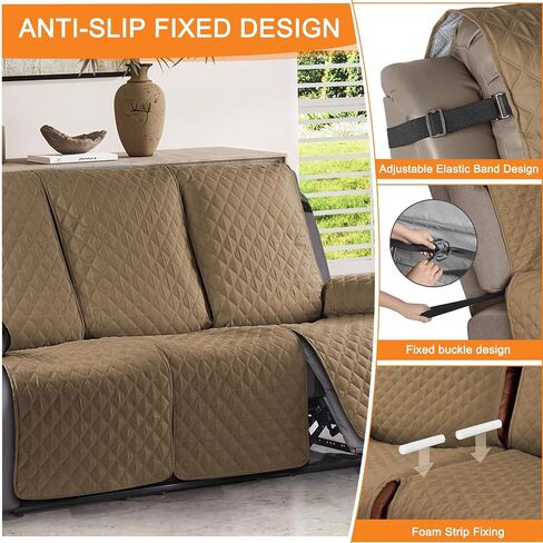 Sofa Cover for 3 Seat Sofa Covers, Recliner Sofa Slipcover Couch Covers for 3 Cushion Couch, Waterproof and Machine wash with Elastic Straps(3 Seater, Dark Coffee) in Saudi Arabia