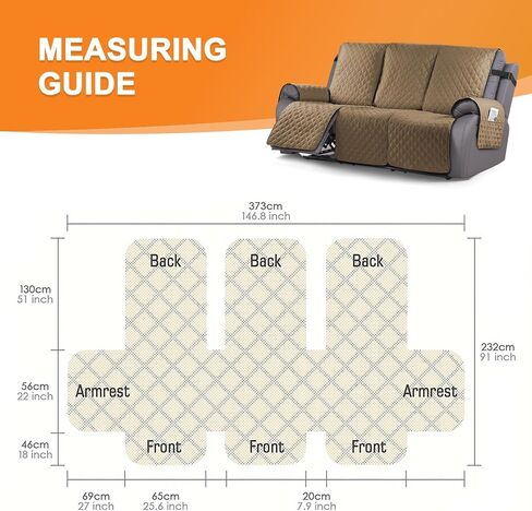 Sofa Cover for 3 Seat Sofa Covers, Recliner Sofa Slipcover Couch Covers for 3 Cushion Couch, Waterproof and Machine wash with Elastic Straps(3 Seater, Dark Coffee) in Saudi Arabia