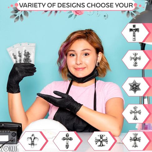 100Pcs Cross Nail Charms for Nails Accessories - Metal Nail Charms for Nails Design Nail Art Supplies for Women Goth Nail Art Charms Nails Accessories Professional - Nail Cross Charms for Nails in Saudi Arabia