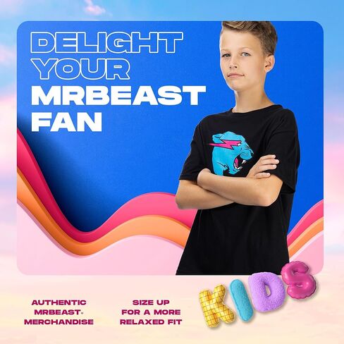 قمصان MrBeast Graphic Boys، تي شيرت للأطفال برقبة دائرية وتصميم شعار، قميص قطني in Saudi Arabia
