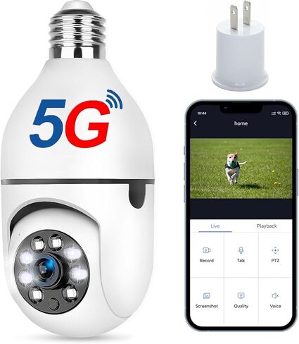 GuFamily Light Bulb Camera 2K Night Vision Security Surveillance Camera Support 2.4GHZ & 5GHz WiFi Camera Remote Control Outdoor Camera Motion Detection & Tracking Cam, Cloud & SD Card Storage in Kuwait