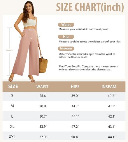 FireSwan Women's Wide Leg Work Pants High Elastic Waist Dress Palazzo Pants Trousers with Zipper Pockets in Saudi Arabia