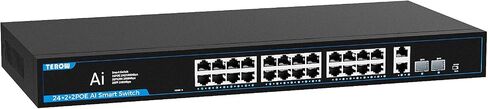 TEROW Gigabit Ethernet PoE Switch - 20 Port Network Switch with 16 PoE+ Ports, 2 Uplink & 2 SFP Slots - 802.3af/at Compliant, Plug & Play, Traffic Optimization, Quiet Fanless Design in Kuwait
