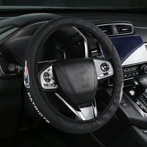 for Broncos Car Elasticity Retractable LeathSteering Wheel Cover Fit All Vehicle Steering Wheel Cover Accessory Gift Idea for Fans-Black in Saudi Arabia
