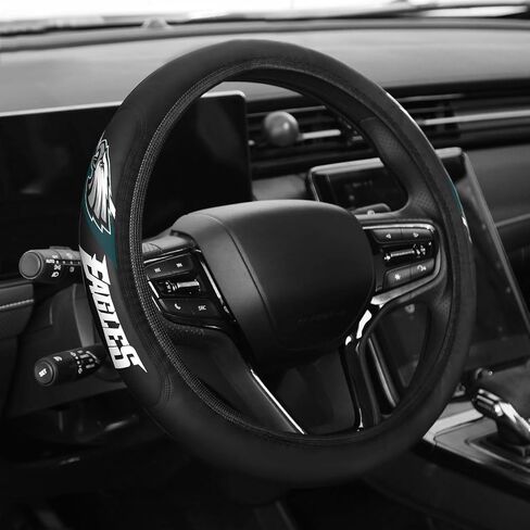 for Broncos Car Elasticity Retractable LeathSteering Wheel Cover Fit All Vehicle Steering Wheel Cover Accessory Gift Idea for Fans-Black in Saudi Arabia