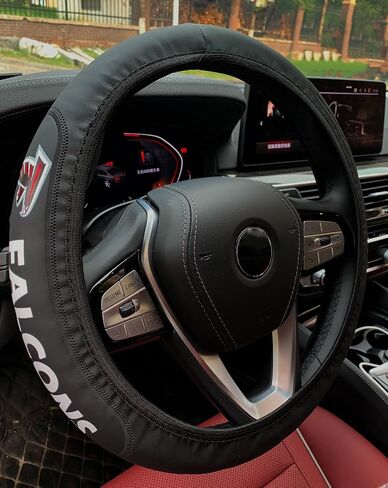 for Broncos Car Elasticity Retractable LeathSteering Wheel Cover Fit All Vehicle Steering Wheel Cover Accessory Gift Idea for Fans-Black in Saudi Arabia