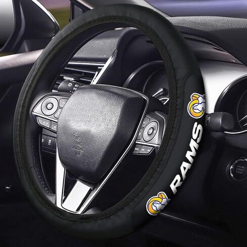 for Broncos Car Elasticity Retractable LeathSteering Wheel Cover Fit All Vehicle Steering Wheel Cover Accessory Gift Idea for Fans-Black in Saudi Arabia