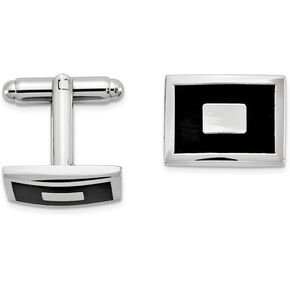 Jewels By Lux Silver-tone Enameled Rectangular Cuff Links