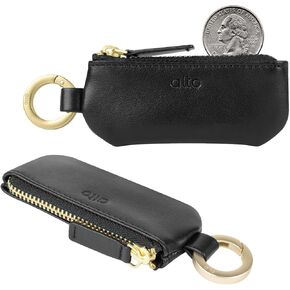 Alto Leather Coin Pouch Handmade Premium Italian Leather Coin Purse (Raven Black)