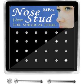 24-60pcs Stainless Steel Nose Studs small nose studs Body Jewelry 20G-23G 1.5mm 2mm 2.5mm 3.0mm