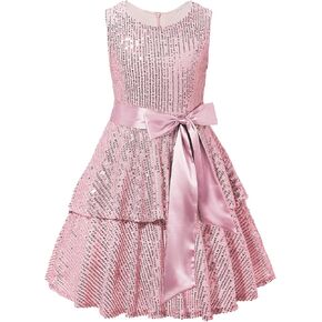 Century Star 2024 Girls Sequin Dress Sparkly Formal Prom Party Fancy Kids Graduation Birthday Dual-Layer Dresses 5-14 Years