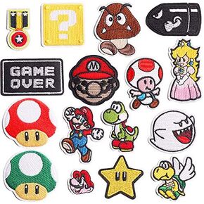Decorative Patches,16pcs Iron On Patches for Clothing, Embroidered Sew On Super Cute Cartoon Anime Patches for Kids Jackets, Shirts, Backpacks