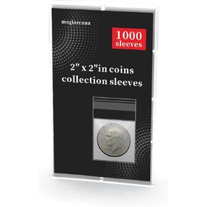 coin flips 2x2 sleeves 1000pcs, No need to use a stapler, for 2x2 coin flips dollar,coin protectors,coin holders collectors,and miniature things Small Parts - Reusable Self Seal