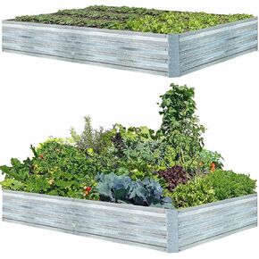 FOYUEE Galvanized Raised Garden Beds for Vegetables Large Metal Planter Box Steel Kit Flower Herb, 8x4x1ft