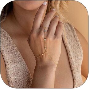 YANCHUN Ring Bracelet Hand Chain Bracelet Adjustable Rhinestone Finger Ring Hand Chain for Women s Trendy Stuff