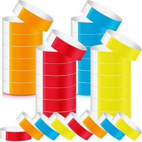 400 PCS Colored Wristbands for Events Wrist Bands Colored Paper Bracelets Party Wristbands Lightweight Waterproof Arm Bands for Events Custom Adhesive Wristbands for Concert Bar Entrance Admission