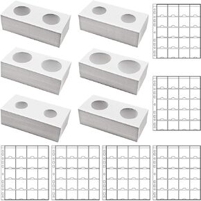 300 Cardboard Coin Holders In 6 Assorted Sizes, with 6 Sheets Coin Pocket Pages, for Coin Collection