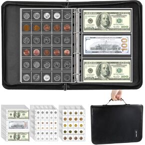 منظم حامل كتب مجموعة العملات المعدنية - 386 جيبًا للعملات المعدنية المقاومة للحريق، كتاب ألبوم لهواة الجمع، 36 كمًا، حقيبة تخزين الأموال، مجموعة العملات المعدنية، بيل بينيس، أرباع الطوابع النقدية in Kuwait