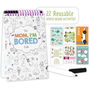 Squirrel Products Original I'm Bored Children's Activity Book, Dry Erase Road Trip Essentials for Kids, Screen Free Activities for Kids Ages 3 and Up