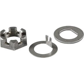Lippert D-Flat Spindle Nut Retainer Kit with 6-Slot Castle Spindle Nut, D-Flat Spindle Washer, Tang Spindle Washer - 2023134657