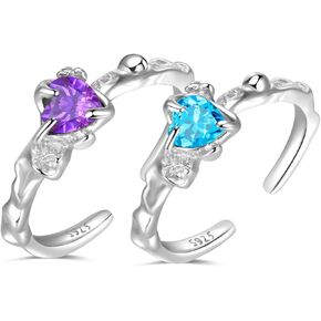 925 silver, Lake blue stone, amethyst,adjustable Promise ring, engagement ring, wedding ring, birthday gift, Valentine's Day gift, fashion jewelry gift