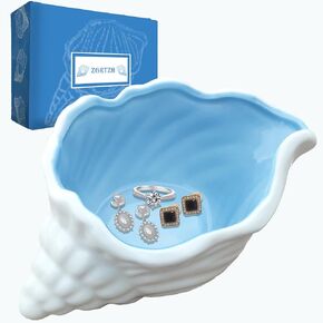 Ceramic Conch Jewelry Tray, Shell Trinket Dish, Jewelry Dish, Earring Ring Dish Holder Ocean Coastal Decor Jewelry Plate Tray Key Bowl for Jewelry Birthday Party Home Room Beachy Decor (Pink)