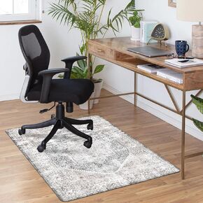 Grey Office Chair Mat for Hardwood Floor & Tile Floor 48" x 36" Easy Glide Boho Desk Chair Mat Non Slip Washable Computer Chair Mat Large Floor Protector Mat for Home Office Rolling Chair