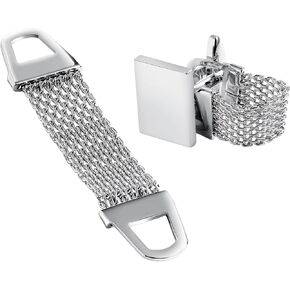 Men Cufflinks, Stainless Steel Cuff Links Wrap Mesh Chain Cufflinks Accessories for French Shirt, Gift for Normal and Business Wearing
