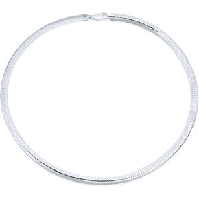 Bling Jewelry Contoured Yellow 14k Gold Plated .925 Sterling Silver Herringbone Cubetto Snake Chain Omega Choker Necklace For Women Italy 16, 18 20 24 Inch 5-6mm