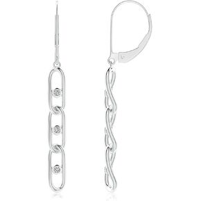 ANGARA Natural Diamond Paper Clip Earrings for Women in 14K Solid Gold/Sterling Silver | April Birthstone Jewelry Gift for Her | Birthday | Wedding | Anniversary