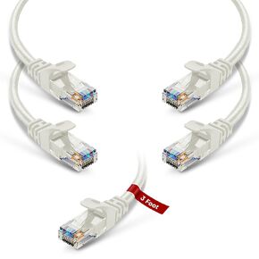 NewYork Cables™ Pack of 5 Cat6 Ethernet Patch Cable | 10 Feet Snagless RJ45 Connector Network Patch Cord | Pure Bare Copper 4 Pair UTP 24 AWG Wire | 10 Gb, 550 MHz High Bandwidth LAN Cable (Grey)