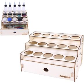 OPHIR Wooden Paint Rack Stand Pigment Ink Bottle Paints Tool Storage with Cabinet Holder Organizer for 58 Bottles of Paints