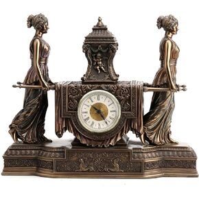 Unicorn Studio 12 Inch Tall Versailles Maidens Mantel Clock Resin Sculpture Bronze Finish
