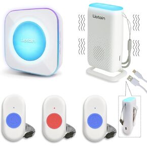 Wireless Caregiver Pager Call Button Alert Button Call Bell for Elderly Patients at Home Nurse Alert System 3 Waterproof Transmitters 1 Portable Receiver 1 plugin Receiver………
