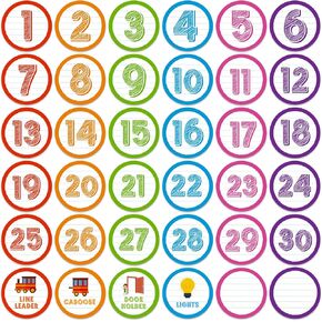 36PCS Colorful Number Spot Markers Stickers Line up Spots for Classroom Floor Number Stickers Classroom Line up Spots Dots Floor Decals for Teacher Kindergarten Preschool Elementary Classroom