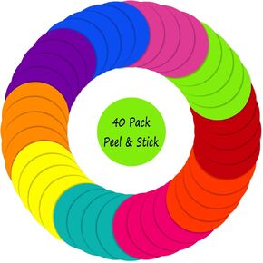 40 Pieces Dry Erase Circle Dots, 6 Inches Multicolor Vinyl Line Up Spots Self Adhesive Classroom Floor Stickers for Preschool Kindergarten Elementary Teachers