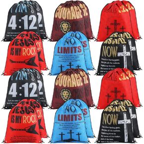 24 Pcs Religious Tween Drawstring Bags Christian Drawstring Bags with Religious Messages Large Capacity Drawstring Bags for Students Graduation Drawstring Bags for Preschool Graduation Party