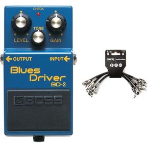 Boss BD-2 Blues Driver Guitar Effects Pedal & MXR Patch Cable 6 in|15 cm - 3 Pack (3PDCP06)