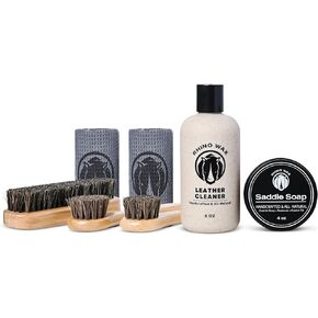 Saddle Cleaning Kit (Saddle Soap for Leather Cleaning + Leather Cleaner + Brushes + Cloths) - Saddle Cleaning and Routine Tack Maintenance - Saddles Bridles Boots Reins Straps - USA Made