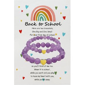 Back to School Bracelets Matching Heart Mother Daughter Bracelets First Day of School Gifts