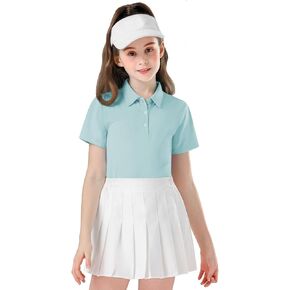 Soneven Girls Sleeveless Golf Polo Shirts V Neck Tennis Shirts Quick Dry Athletic Tank Tops for Age 5-16 Years