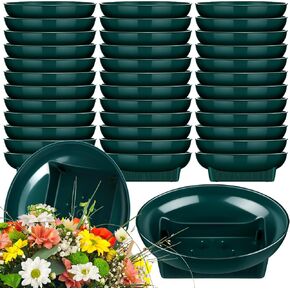 Karenhi 18 Packs Christmas Floral Bowls, Green Design Bowls for Flower, Round Arrangements Floral Bowls, Holiday Decorating Floral Supplies for Christmas Party Wedding Festival (6" Green)