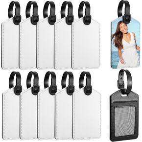 Hillban Sublimation Luggage Tags White Heat Transfer PU Leather Name Tag Blank Suitcase Tag Travel Business ID Card Holder for DIY Travel Suitcase Sports Bag Label Tags Gift Craft Rectangle (100 Pcs)