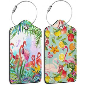 2 Pack Luggage Tags for Suitcases Mysterious Forest Luggage Tag, Leather Stainless Steel Loop Label Tag for Men Women Travel Bag Suitcase