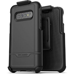 Encased Galaxy S9 Plus Case with Belt Clip, (Rebel Series) Military Grade Protection with Holster (S9+) Black