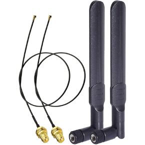 Bingfu Dual Band WiFi 2.4GHz 5.8GHz 8dBi RP-SMA Male Antenna + RG178 U.FL IPX IPEX to RP-SMA Female Cable 2-Pack + PCI Slot Cover for WiFi Router Wireless Mini PCI Express PCIE Network Card Adapter
