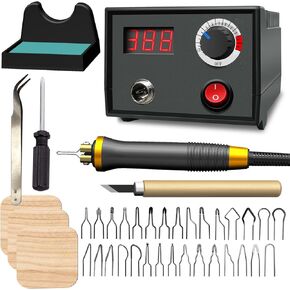 FIRElood Pyrography Wood Burning Kit Professional Wood Burner Tool Dual Pen 30 Tips