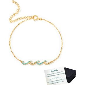 I'd Be So Lost Without You Triple Wave Bracelet,S925 Sterling Silver Adjustable Ocean Beach Bracelet,Ocean Wave Boho Bracelet,Friendship Jewelry Gifts for Best Friends (Gold) in Saudi Arabia